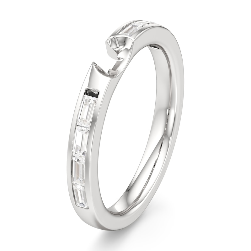 Main Image 4 of J'Lure Baguette-Cut Lab-Grown Diamond Contour Wedding Band 1/3 ct tw 18K White Gold