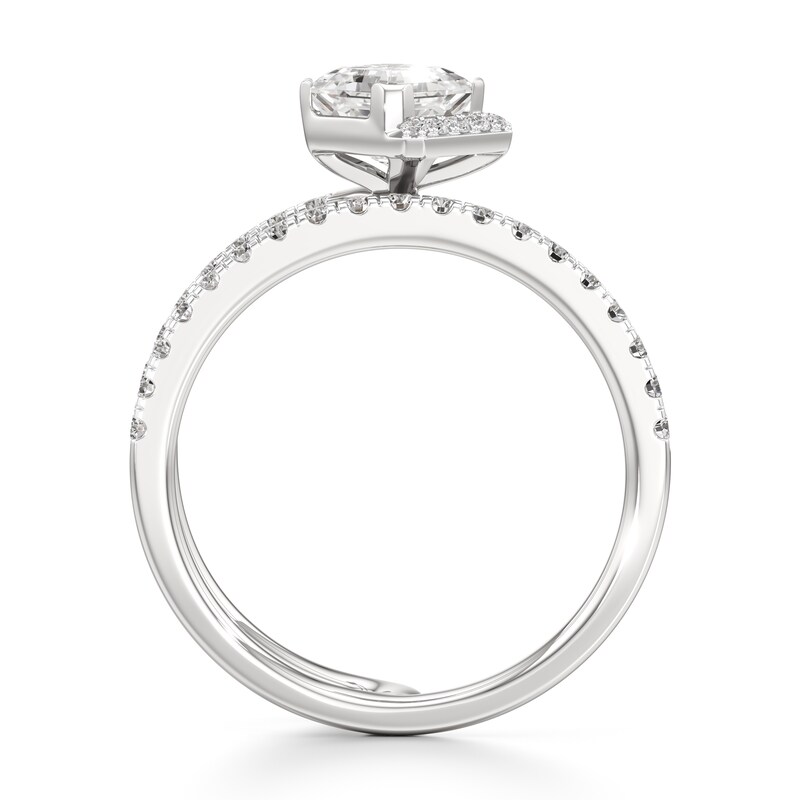 Main Image 2 of J'Lure Square-Emerald Step-Cut Lab-Grown Diamond Spiral Engagement Ring 1-3/8 ct tw 18K White Gold