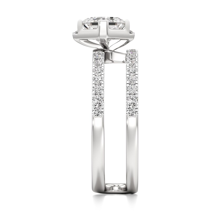 Main Image 3 of J'Lure Square-Emerald Step-Cut Lab-Grown Diamond Spiral Engagement Ring 1-3/8 ct tw 18K White Gold