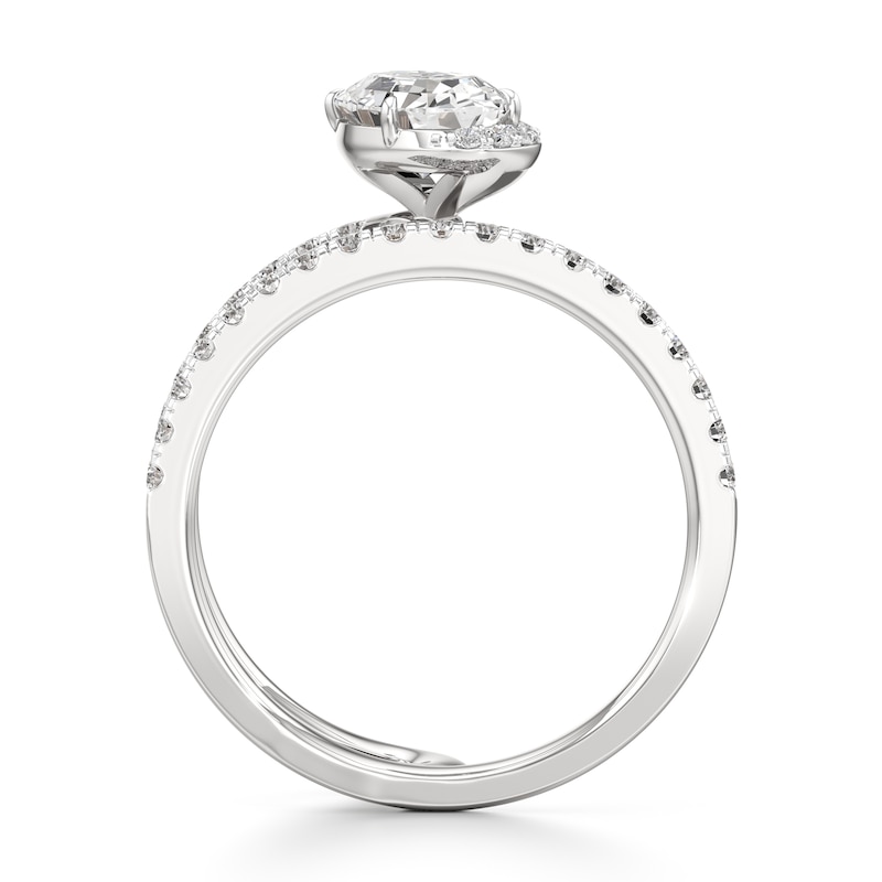 Main Image 2 of J'Lure Oval Step-Cut Lab-Grown Diamond Spiral Engagement Ring 1-3/8 ct tw 18K White Gold