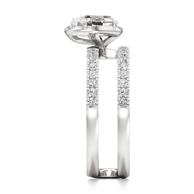 Main Image 3 of J'Lure Oval Step-Cut Lab-Grown Diamond Spiral Engagement Ring 1-3/8 ct tw 18K White Gold