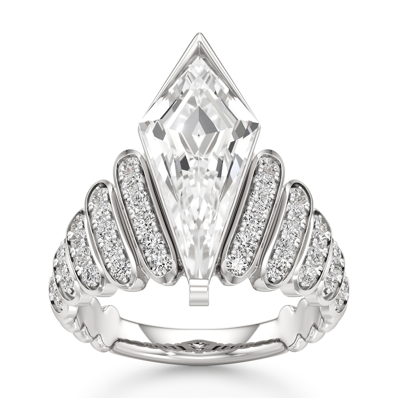 Main Image 1 of J'Lure Kite Step-Cut Lab-Grown Diamond Engagement Ring 3-1/2 ct tw 18K White Gold