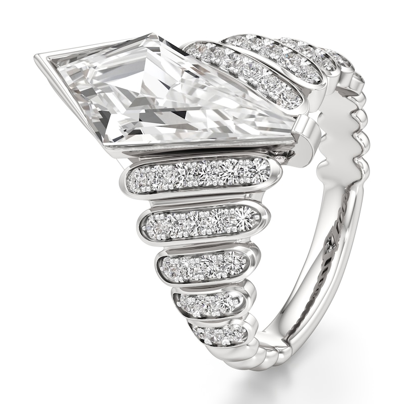 Main Image 4 of J'Lure Kite Step-Cut Lab-Grown Diamond Engagement Ring 3-1/2 ct tw 18K White Gold
