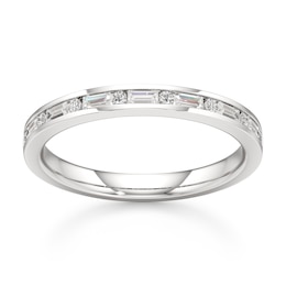J'Lure Baguette & Round-Cut Lab-Grown Diamond Wedding Band 1/3 ct tw 18K White Gold