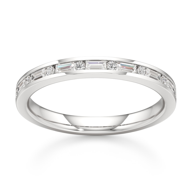 Main Image 1 of J'Lure Baguette & Round-Cut Lab-Grown Diamond Wedding Band 1/3 ct tw 18K White Gold