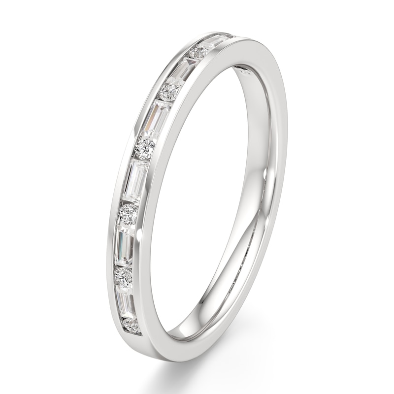 Main Image 4 of J'Lure Baguette & Round-Cut Lab-Grown Diamond Wedding Band 1/3 ct tw 18K White Gold