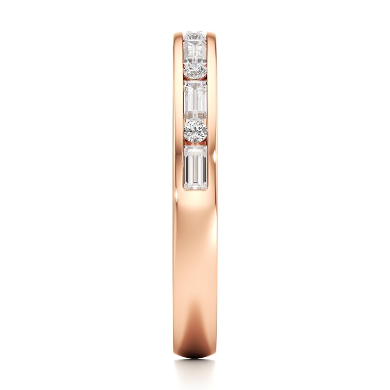 Main Image 3 of J'Lure Baguette & Round-Cut Lab-Created Diamond Wedding Band 3/8 ct tw 18K Rose Gold