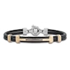 Thumbnail Image 1 of Baraka Men's Black Diamond Bracelet 1/8 ct tw Stainless Steel, Sterling Silver, Black Ion Plating & 18K Yellow Gold 7.75"