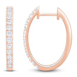 Lab-Grown Diamond Oval Hoop Earrings 1/2 ct tw 14K Rose Gold