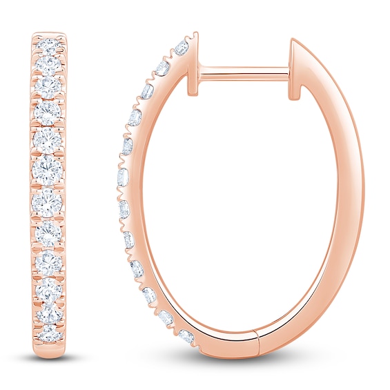 Jared Signature Lab-Grown Diamond Oval Hoop Earrings 1/2 ct tw 14K Rose Gold