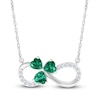 Thumbnail Image 1 of Heart-Shaped Lab-Created Emerald & White Lab-Created Sapphire Shamrock Infinity Necklace Sterling Silver 18"