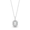 Thumbnail Image 3 of Rectangle-Cut Natural Aquamarine, Baguette & Round-Cut Diamond Pendant Necklace 1/4 ct tw 14K White Gold 18"