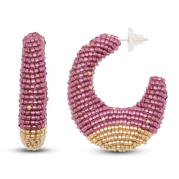 Susana Vega Torra Hoop Earrings with Plum & Gold Glass Beads
