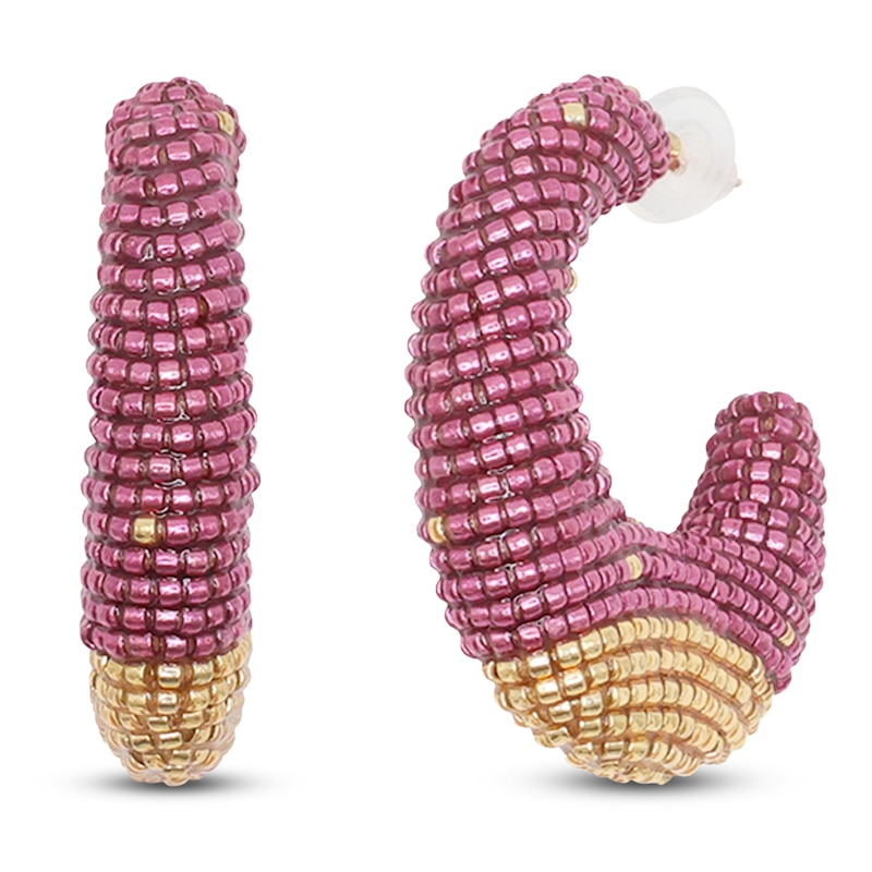 Main Image 2 of Susana Vega Torra Hoop Earrings with Plum & Gold Glass Beads
