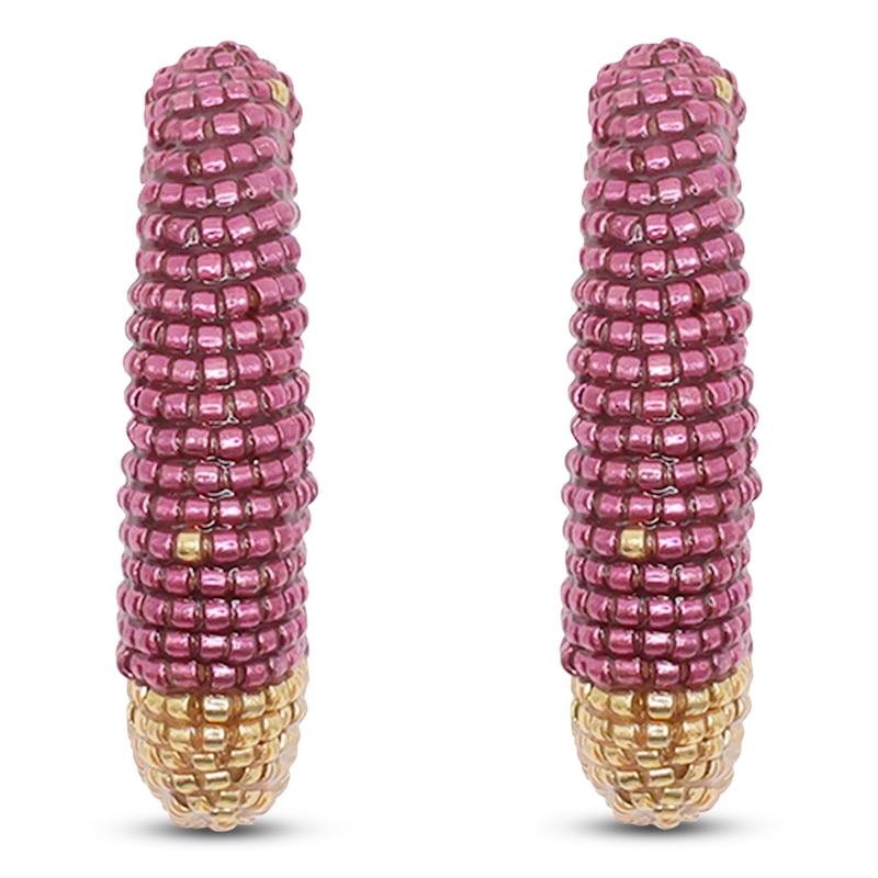 Main Image 3 of Susana Vega Torra Hoop Earrings with Plum & Gold Glass Beads