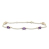 Thumbnail Image 1 of Rectangle-Cut Natural Amethyst & Diamond Station Bracelet 1/20 ct tw 10K Yellow Gold 7.25"