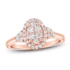 Thumbnail Image 1 of Multi-Diamond Oval Halo Promise Ring 3/8 ct tw 10K Rose Gold