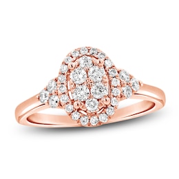 Multi-Diamond Oval Halo Promise Ring 3/8 ct tw 10K Rose Gold