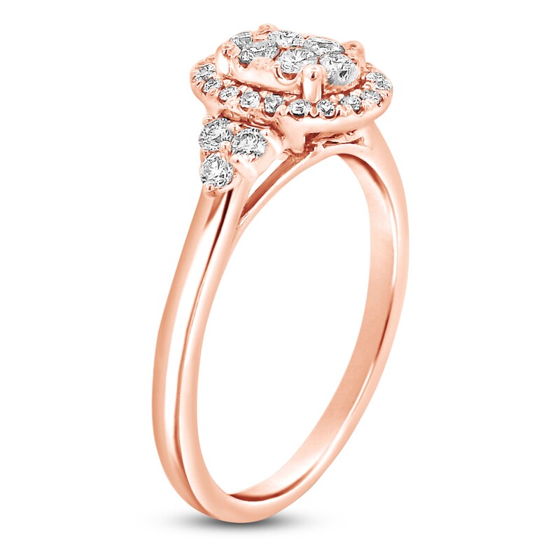 Main Image 2 of Multi-Diamond Oval Halo Promise Ring 3/8 ct tw 10K Rose Gold