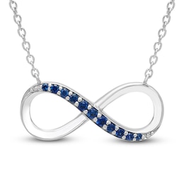 Blue Lab-Created Sapphire Infinity Necklace Sterling Silver 18"