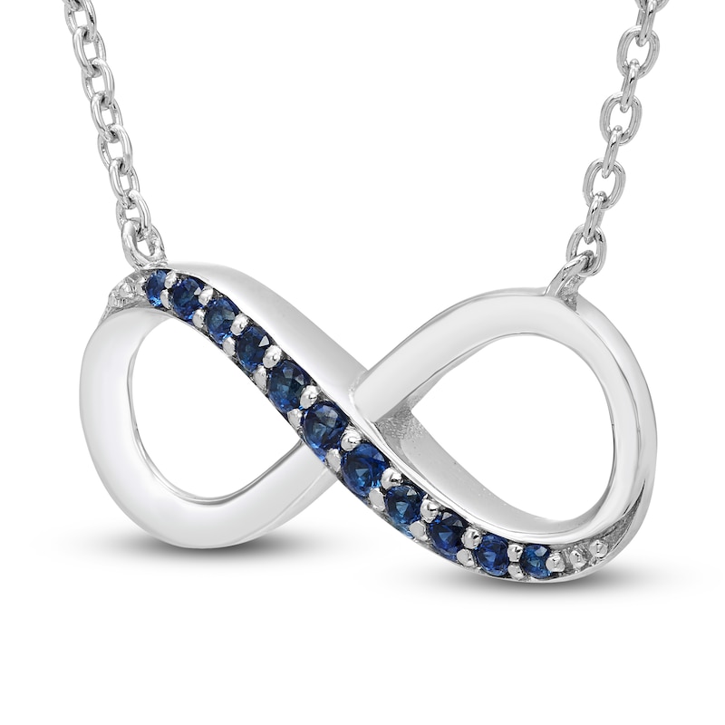 Main Image 2 of Blue Lab-Created Sapphire Infinity Necklace Sterling Silver 18"