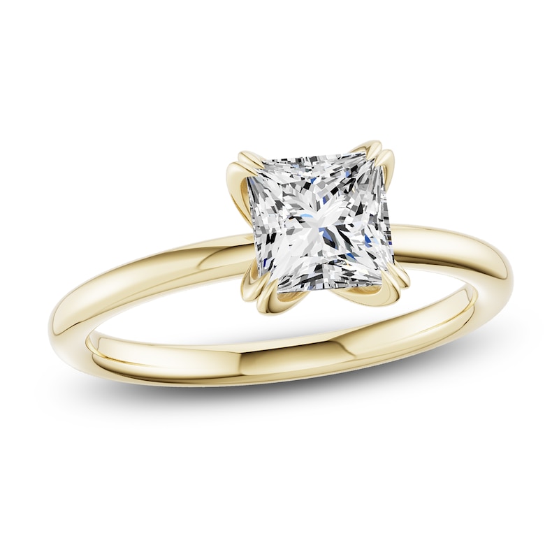 Main Image 1 of Certified Princess-Cut Diamond Solitaire Engagement Ring 1-1/2 ct tw 18K Yellow Gold (SI2/G)