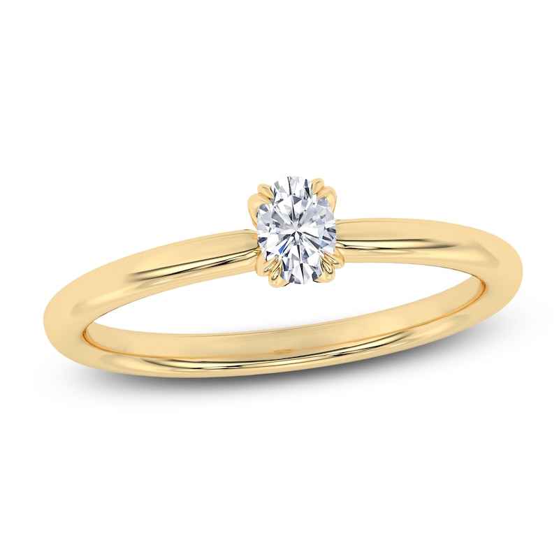 Main Image 1 of Certified Oval-Cut Diamond Solitaire Engagement Ring 1/4 ct tw 18K Yellow Gold (SI2/G)
