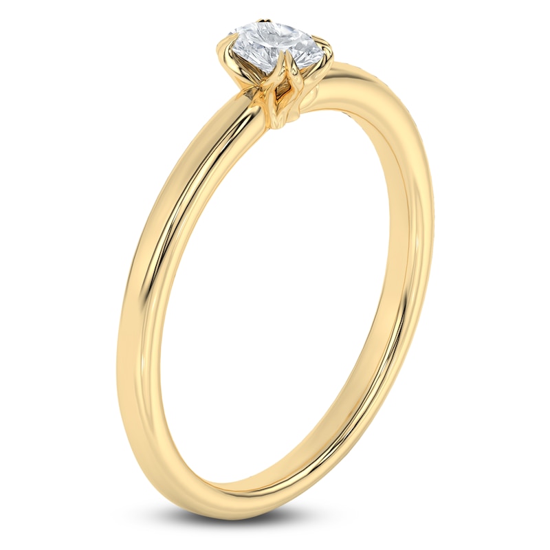 Main Image 2 of Certified Oval-Cut Diamond Solitaire Engagement Ring 1/4 ct tw 18K Yellow Gold (SI2/G)