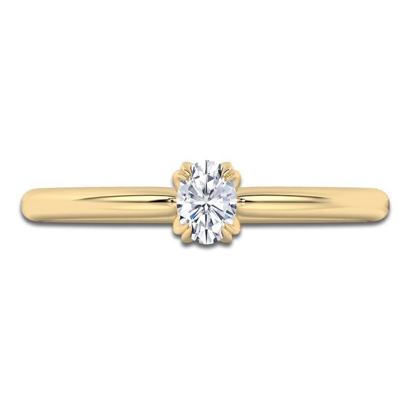 Main Image 3 of Certified Oval-Cut Diamond Solitaire Engagement Ring 1/4 ct tw 18K Yellow Gold (SI2/G)
