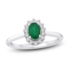 Thumbnail Image 1 of Oval-Cut Natural Emerald & Diamond Halo Ring 1/8 ct tw 14K White Gold
