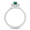 Thumbnail Image 2 of Oval-Cut Natural Emerald & Diamond Halo Ring 1/8 ct tw 14K White Gold