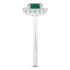 Thumbnail Image 3 of Oval-Cut Natural Emerald & Diamond Halo Ring 1/8 ct tw 14K White Gold