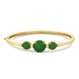 Le Vian Natural Nephrite Jade Bangle Bracelet 1/8 ct tw Diamonds 14K Honey Gold