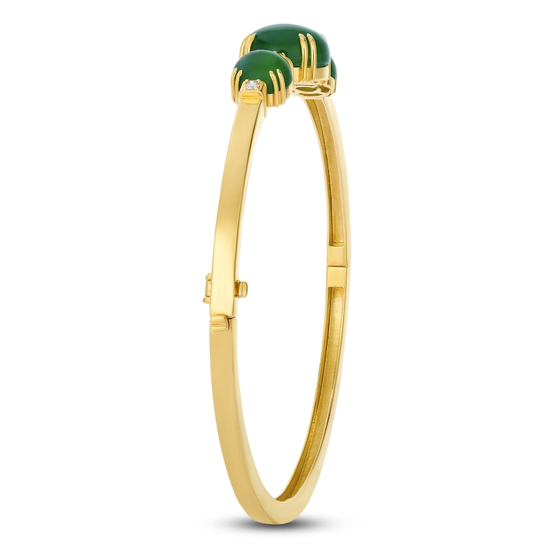 Main Image 2 of Le Vian Natural Nephrite Jade Bangle Bracelet 1/8 ct tw Diamonds 14K Honey Gold