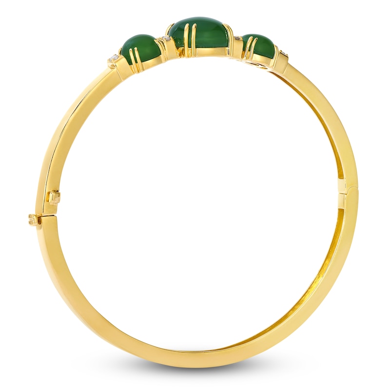 Main Image 3 of Le Vian Natural Nephrite Jade Bangle Bracelet 1/8 ct tw Diamonds 14K Honey Gold