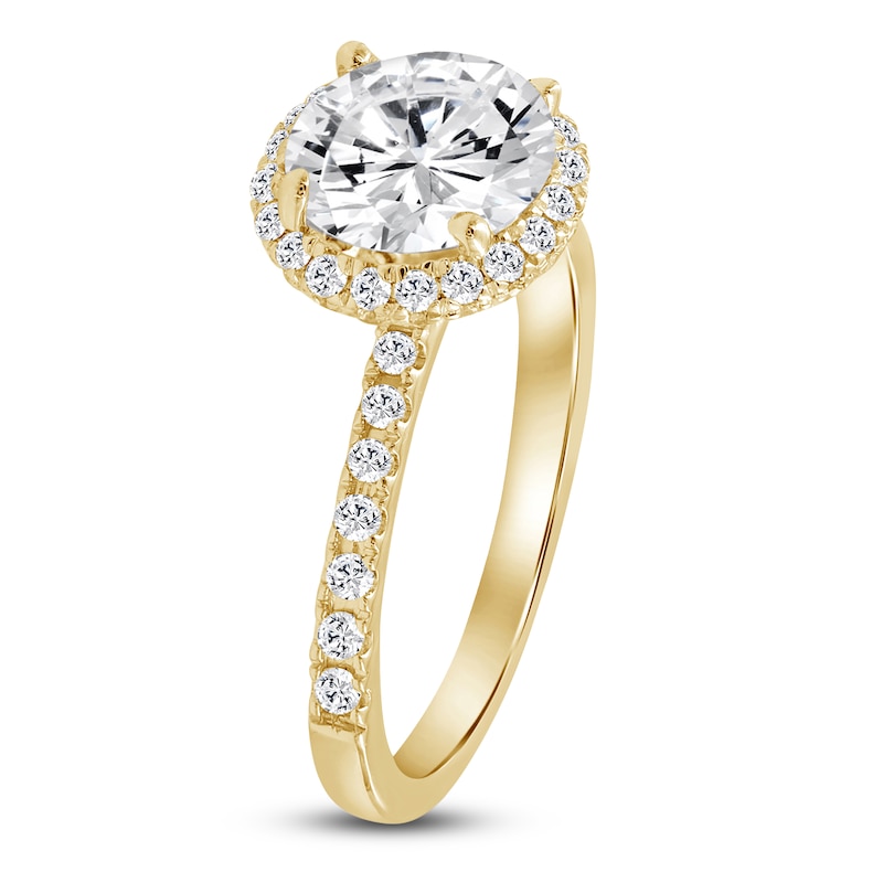 Main Image 2 of Round-Cut Lab-Grown Diamond Halo Engagement Ring 2-3/4 ct tw 18K Yellow Gold