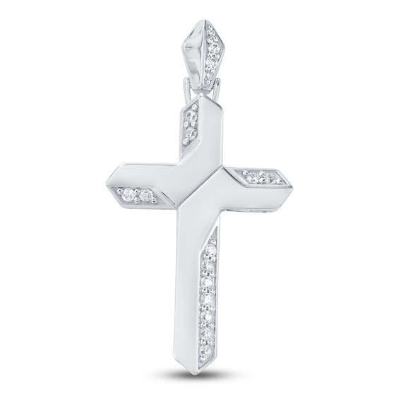 Men's Diamond Cross Charm 1/4 ct tw Sterling Silver