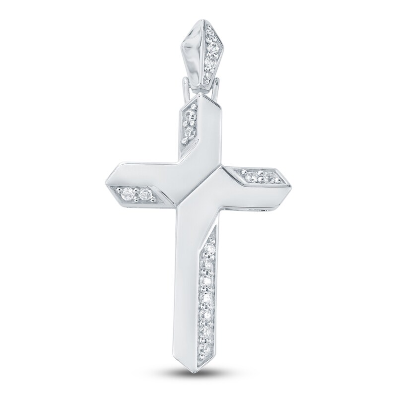 Main Image 1 of Men's Diamond Cross Charm 1/4 ct tw Sterling Silver
