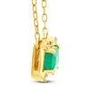 Thumbnail Image 2 of Rectangle-Cut Emerald & Diamond Accent Necklace 10K Yellow Gold 18"