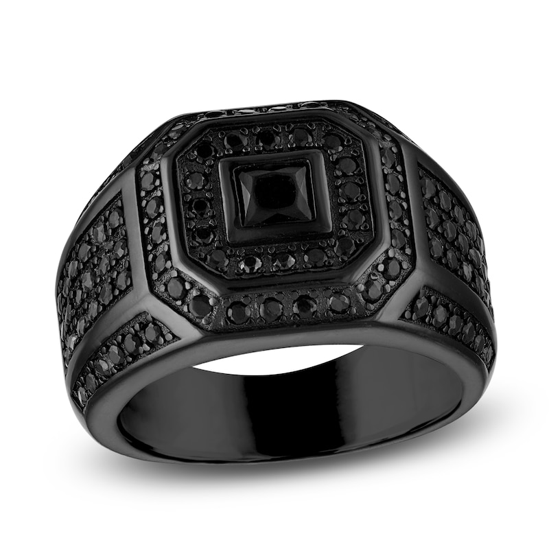 Main Image 1 of 1933 by Esquire Men's Square-Cut Black Diamond Ring 1-1/2 ct tw Black Ion-Plated Sterling Silver