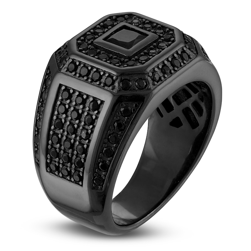 Main Image 2 of 1933 by Esquire Men's Square-Cut Black Diamond Ring 1-1/2 ct tw Black Ion-Plated Sterling Silver