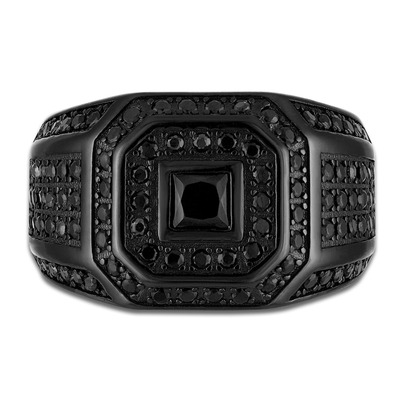 Main Image 3 of 1933 by Esquire Men's Square-Cut Black Diamond Ring 1-1/2 ct tw Black Ion-Plated Sterling Silver