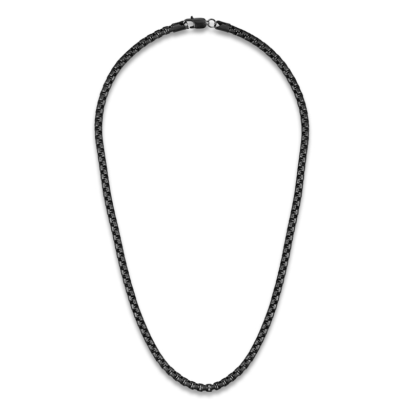 Main Image 2 of 1933 by Esquire Men's Box Chain Necklace 5mm Black Ion-Plated Sterling Silver 22"