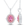 Thumbnail Image 2 of Kallati Oval-Cut Natural Pink Sapphire & Diamond Necklace 1/4 ct tw 14K White Gold 18"