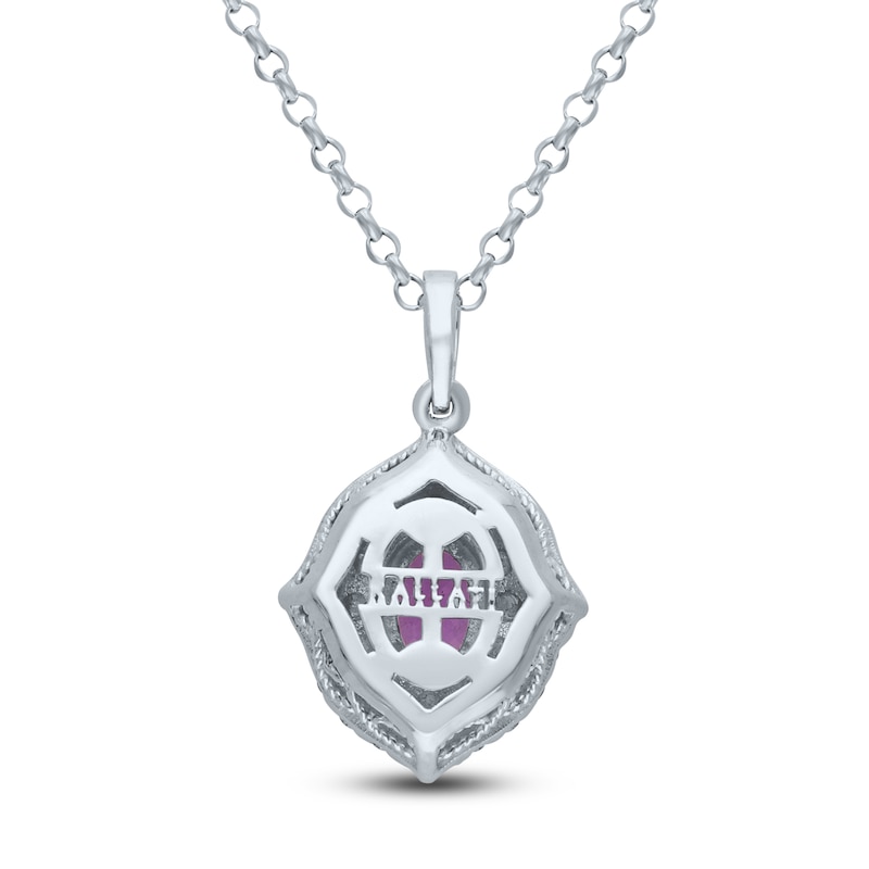 Main Image 3 of Kallati Oval-Cut Natural Pink Sapphire & Diamond Necklace 1/4 ct tw 14K White Gold 18"