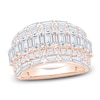 Thumbnail Image 1 of Round, Emerald & Baguette-Cut Lab-Grown Diamond Multi-Row Anniversary Ring 4 ct tw 14K Rose Gold