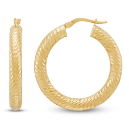 Diamond-Cut Hoop Earrings 10K Yellow Gold 20mm