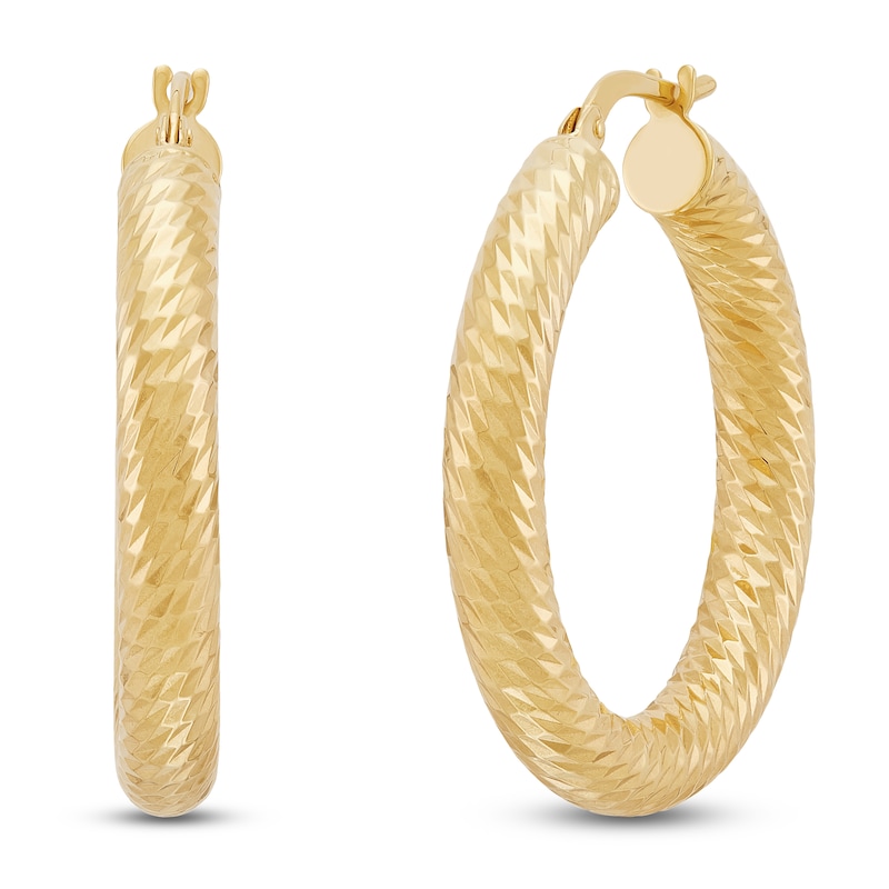 Main Image 2 of Diamond-Cut Hoop Earrings 10K Yellow Gold 20mm