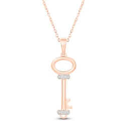 Diamond Key Necklace 1/20 ct tw 10K Rose Gold 18"