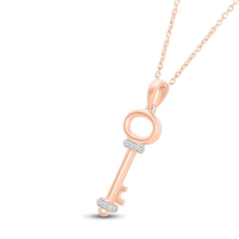 Main Image 2 of Diamond Key Necklace 1/20 ct tw 10K Rose Gold 18"